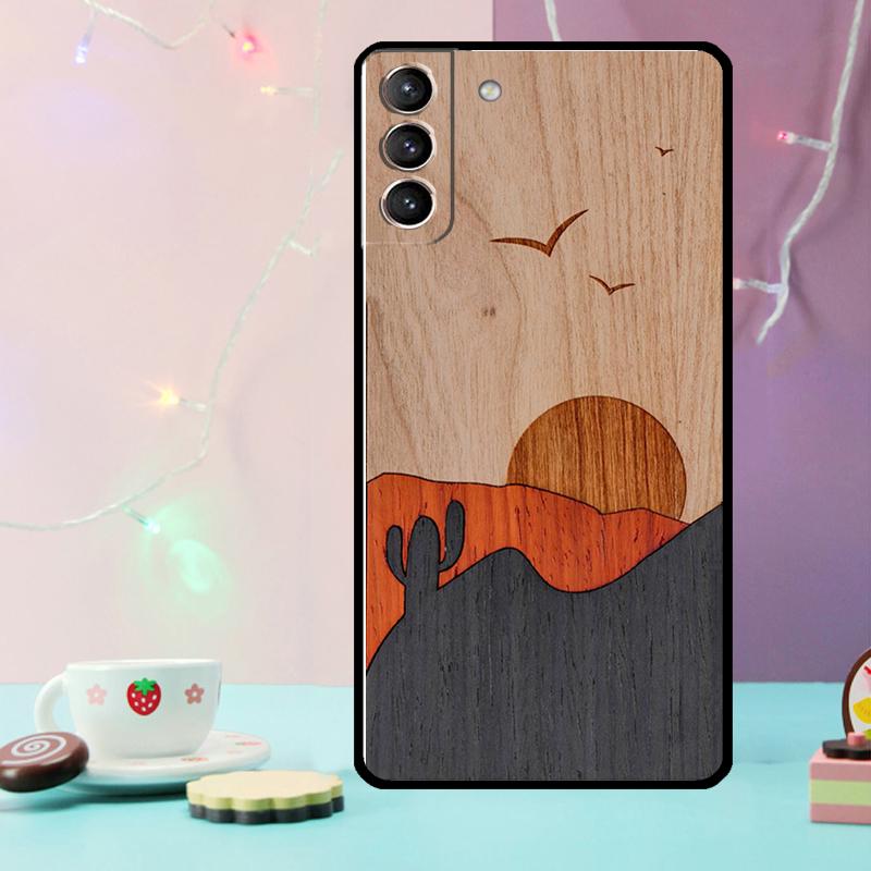 Wolf Bike Butterfly Wood Phone Case For Samsung Galaxy S24 Ultra S20 S21 S22 S23 S25 Ultra S9 S10 Plus S24 FE Cover