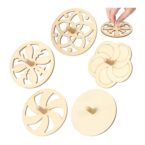 Sewroro Wooden Spinning Top, Set of 20, Hand-cranked Spinning Top, Uncolored DIY Kit, Elementary School Students, Crafts, Handmade Kit, Traditional