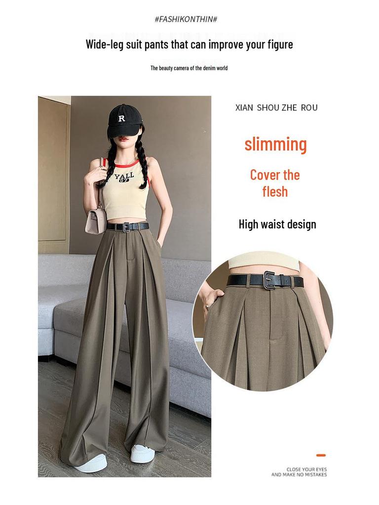Spring High-Waisted Wide-Leg Loose Fit Pants