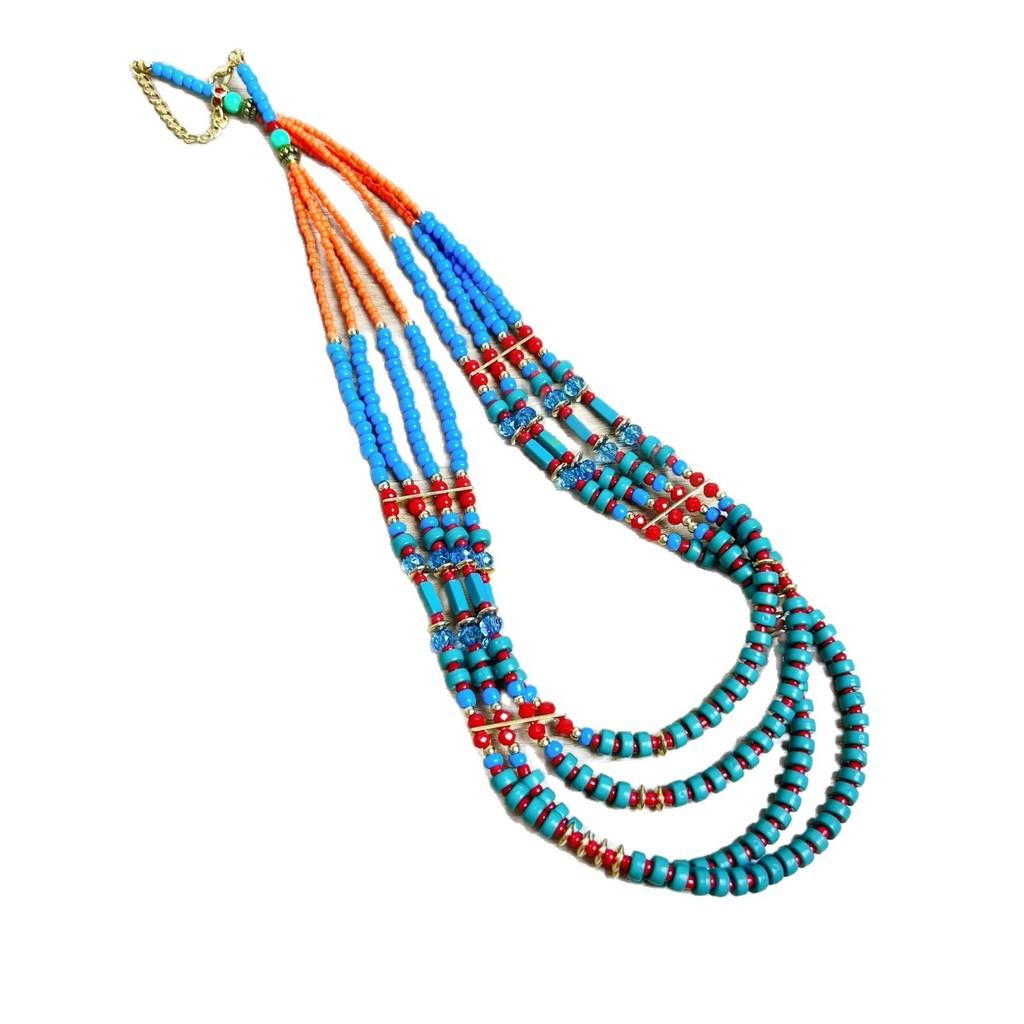 Etniskt Halsband och Örhängen Set Med Pärlkedja För Kvinnor
