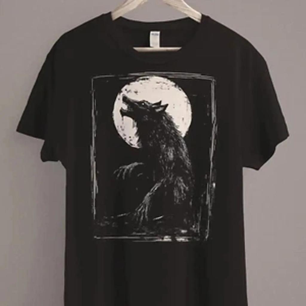 Horror Werewolf T Shirt Wolf Grunge Clothing Lycanthropy Vintage Washed Homme Casual Stylish Fashion Top For Everyday Wear
