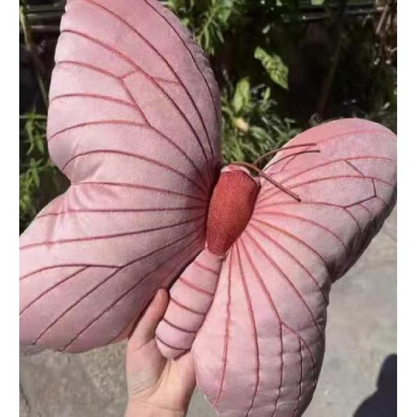 Butterfly Throw Pillow, Pink Butterfly-Shaped Glitter Velvet Stuffed Cushion Shiny Spring Decorative Animal Pillow for Couch Living Room Bed