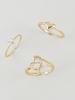 3pcs Set Cubic Zirconia Inlaid Heart Shaped Rings, Suitable For Women's Daily, Party, Date Wear, Stackable, Perfect Gift
