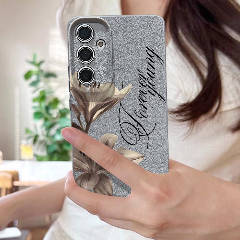 Luxury Flowers Print Case For Samsung S26 Ultra A57 A37 A17 A18 S25 S24 S23 S22 Ultra S21 FE A15 A35 A55 A16 A36 A56 5G Leather Texture Soft Cover