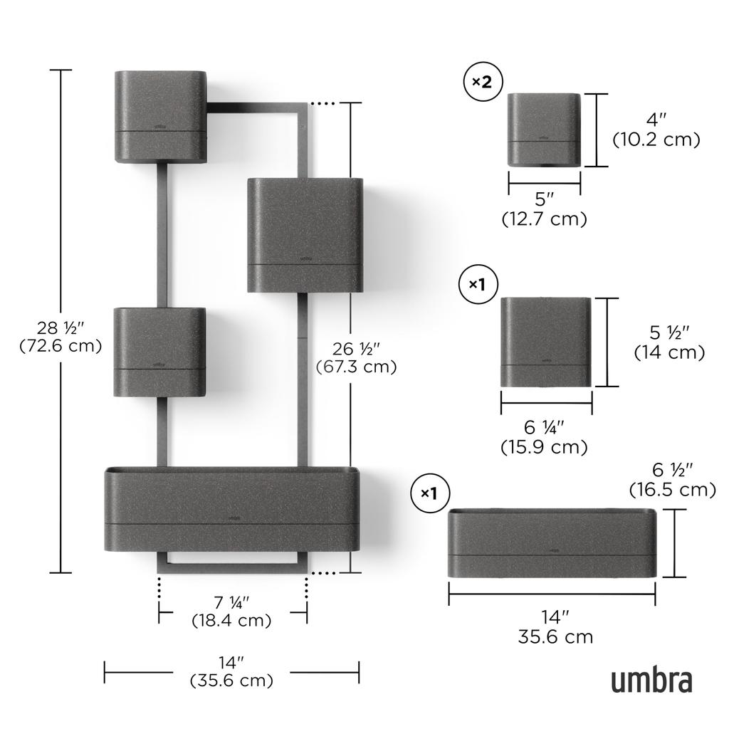 Umbra Cubico Wall Black [Official] Planter,