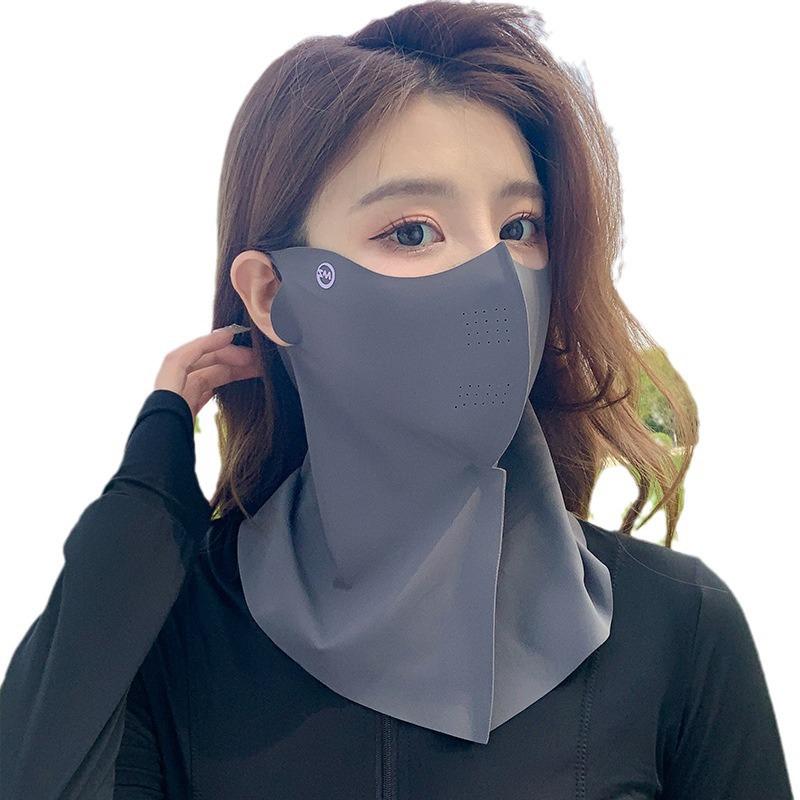 Summer UV Protection Neck Scarf Women Imitation Ice Silk Face Mask Cover Outdoor Sports Cycling Sun Proof Sunscreen Dustproof