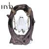 Handmade Resin Ghost Statue On Tree Swing Halloween Decor, Spooky Figurine with Vintage Detailed Sculpture for Office Base, Festive Party Tabletop