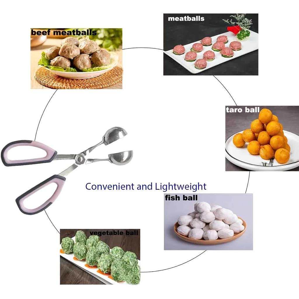 2pcs Meatball Spoon Set Stainless Steel Ball Maker Kit Kitchen Tool, Ice Cream Balls, Melon Fruits ,Large and Small Sizes