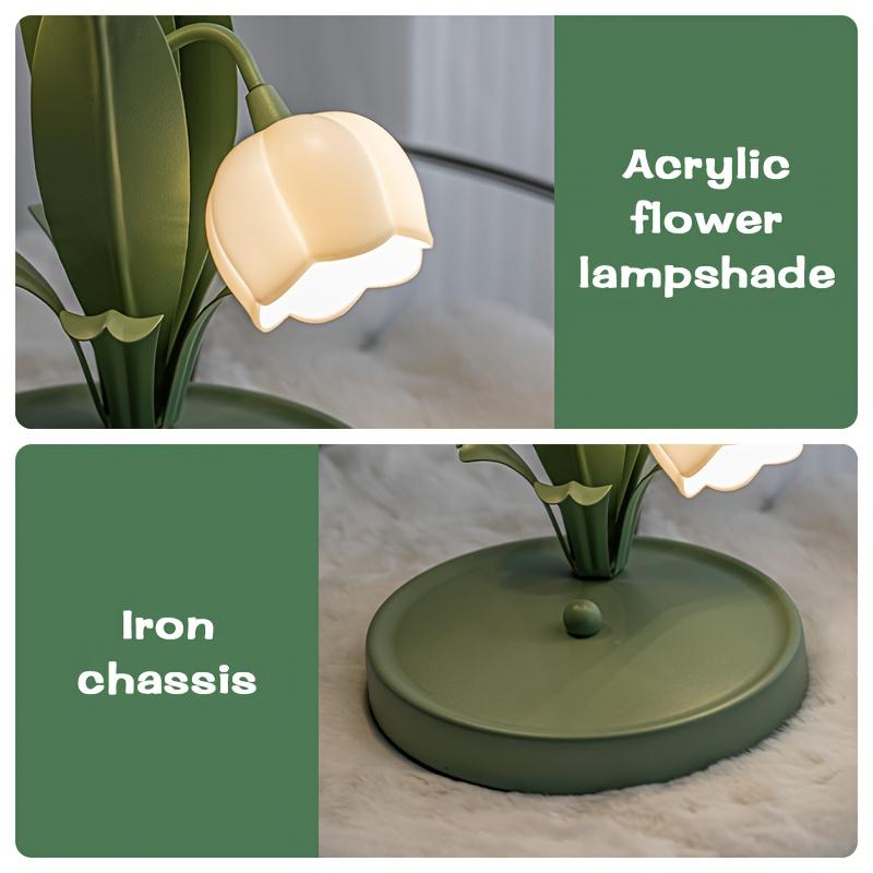 1PC Lily of The Valley Desk Lamp USB Powered, Simulated Plastic Flower Lampshade, Branch Flower Shape