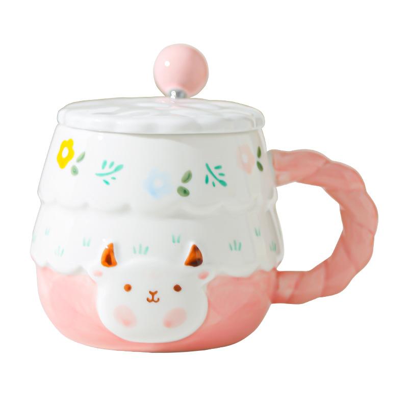 Cartoon Lamb Cup Girl Gives Best Friend A Good-looking Birthday Gift for Students Cute Cute Practical Little Gift for Girls