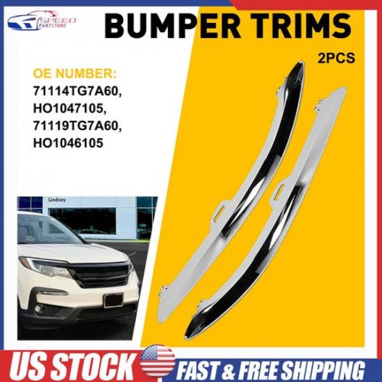 Bumper Trims For -21 Honda Pilot EX LX Front Left Right Chrome Side Garnish