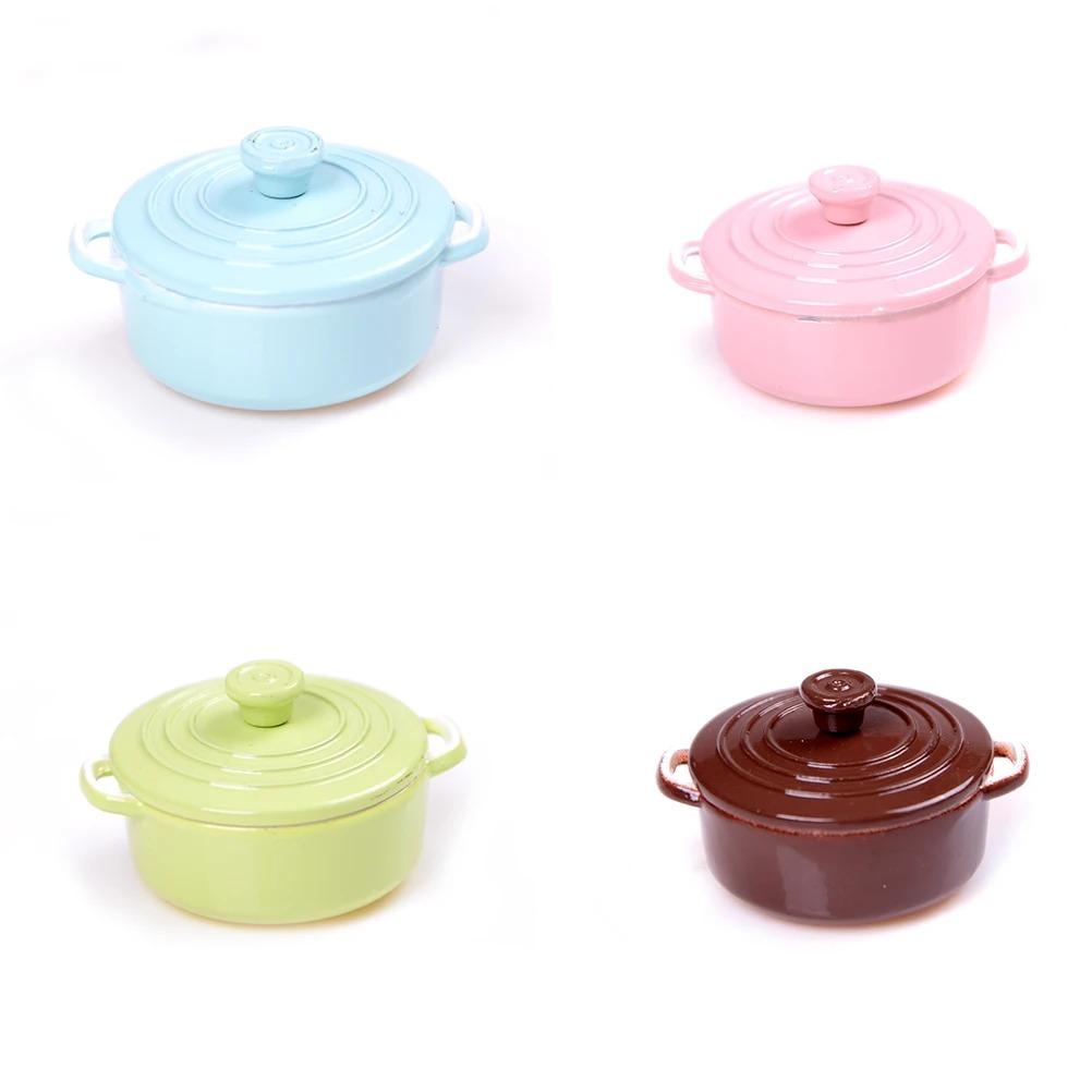 1:12Scale Dollhouse Miniature Kitchen Utensils Cooking Ware Mini Pot Boiler Pan with Lid Doll house Accessories Play Kitchen Toy