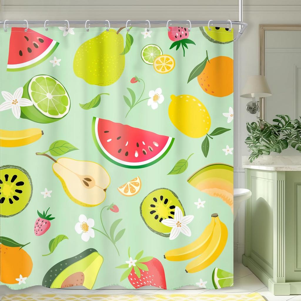 Kids Girls Purple Rainbow Shower Curtain Boho Rainbow Lavender Polka Dots Cartoon Cute Princess Vintage Preppy Girly Bathroom