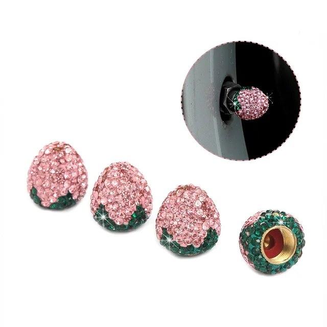 4 szt. Kryształowe nakładki na zawory opony samochodowej diamentowe błyszczące pyłoszczelne pokrywa zaworów koła pojazd Bling ozdoby samochodowe Charms Decor akcesoria samochodowe
