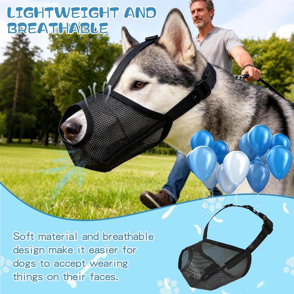 Dog Muzzle, Soft Mesh Muzzles for Small Medium Large Dogs, Breathable Adjustable Puppy Muzzles for Grooming Biting Chewing Scavenging, Allows