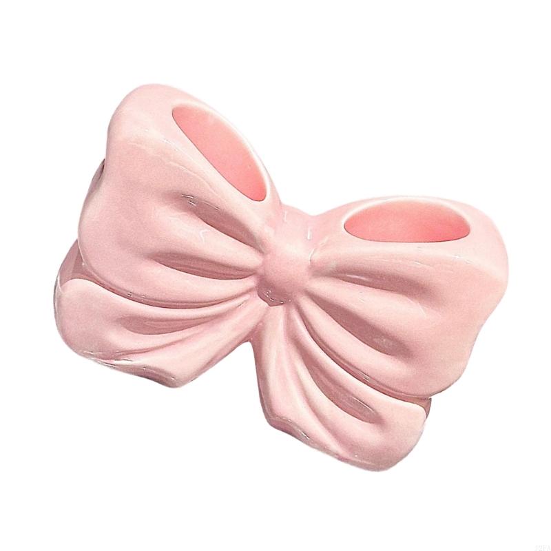 Ceramic Toothbrush Holder Bowknot Design Bathroom Countertop Accessory