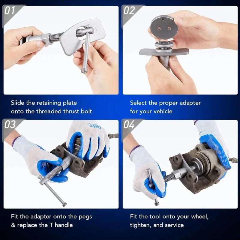 Car Piston Compressor Tool Kit Set Heavy Duty Disc Brake Piston Caliper Compressor Rewind Tool for Brake Pad Replacement Reset
