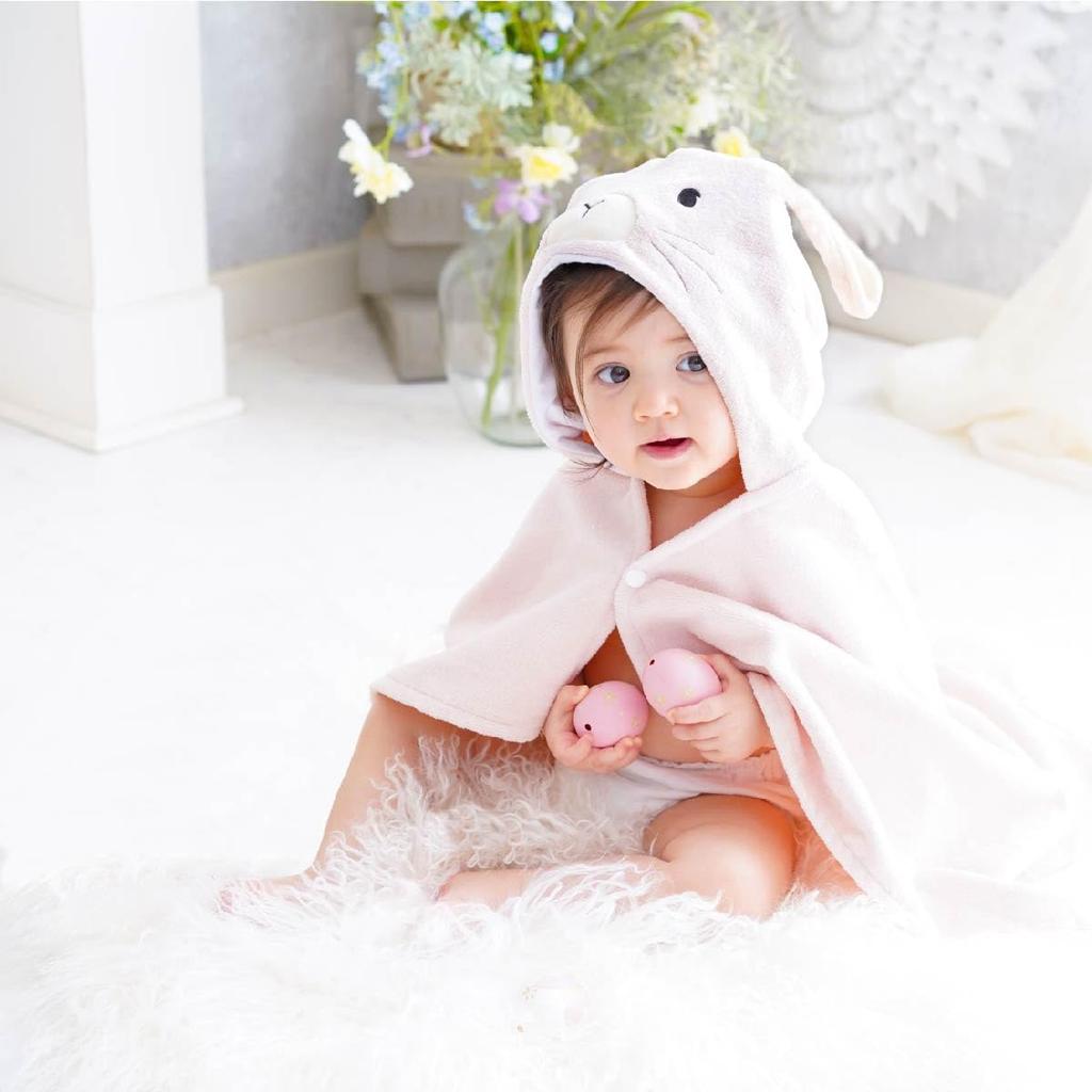 Baby shower gift, Grace Bunny baby bath towel, gift box included, DEIGO bathrobe for girls.