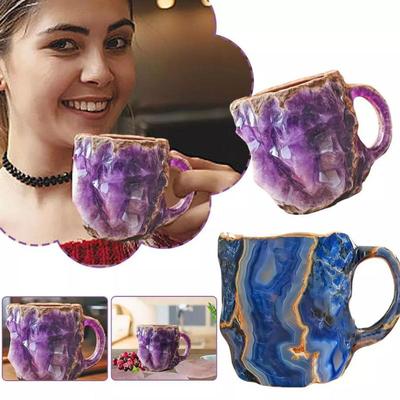 1Pc Handgemachte Mineral Kristall Kaffee TasseElegante Kaffee Tasse, Durchscheinende Kaffee Tasse