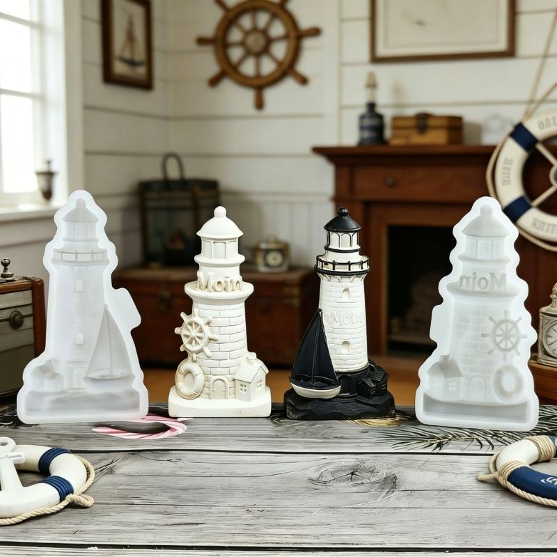 3D Lighthouse Silicone Molds For Making Candle Gypsum Sculpture Concrete Craft Holiday Present Epoxy Resin Project