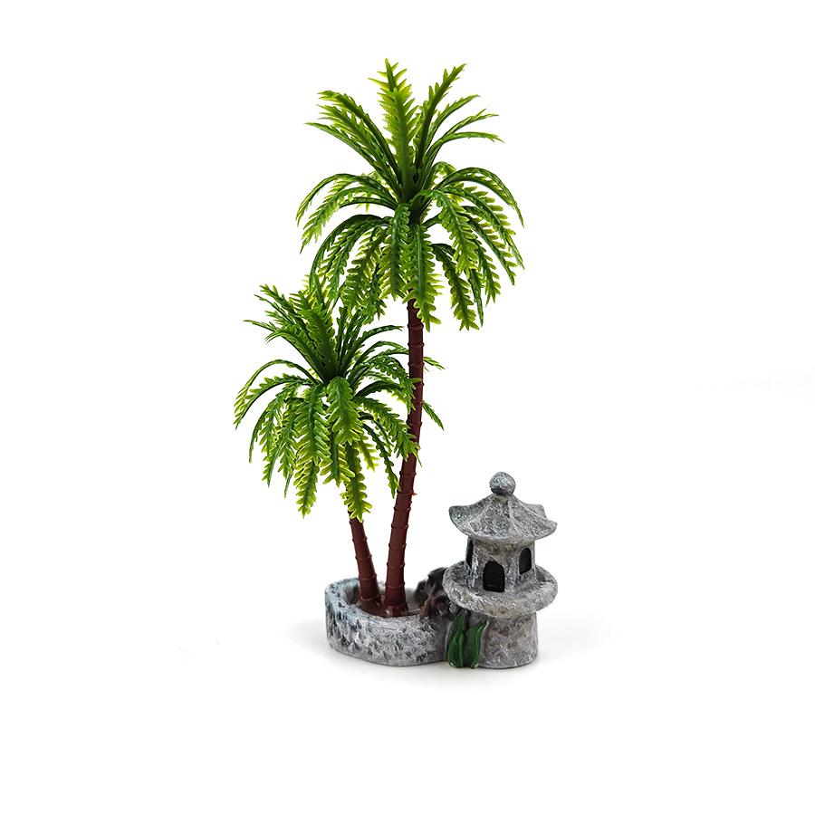Aquarium Harz Kokospalme Laternenförmiges Wasserturm-Modell, DIY Mikro-Landschaft Dekoration, Aquarium Landschaft Ornament