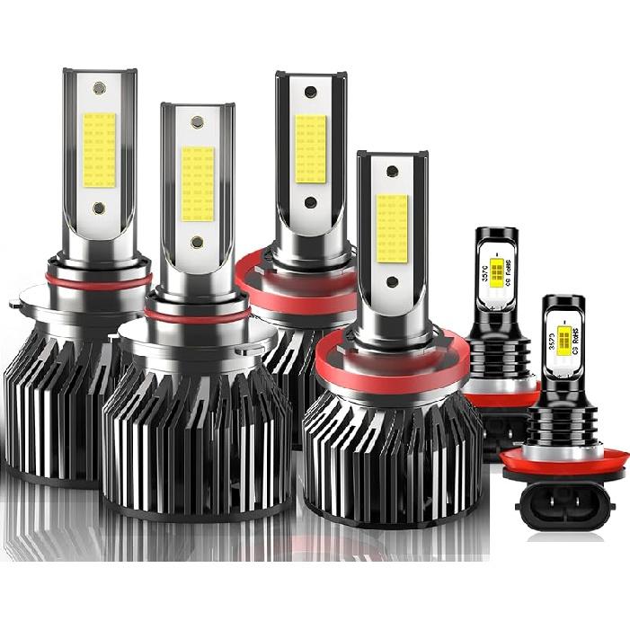 Compatible For Chevy Silverado 1500 2500HD 2007 2008 2009 2010 2011 2012 2013 2014 2015 Bulbs, 9005 H11 High/Low Beam With 5202 Fog Light Bulbs, 600%