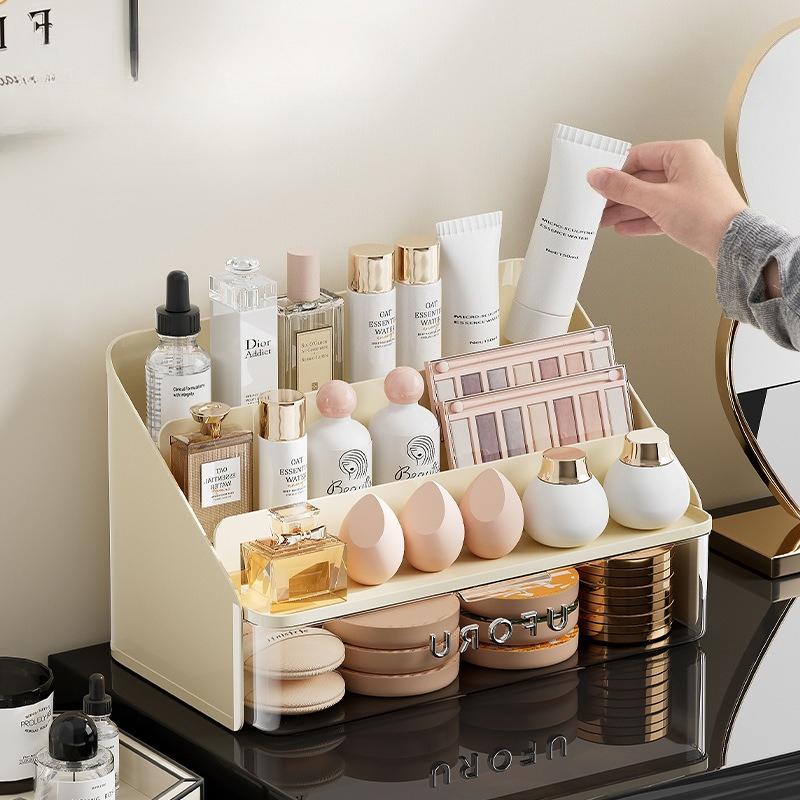 Multi-layer Cosmetic Organizer Makeup Storage Box Case Dustproof Drawer Table Cosmetic Rack Bedroom Beauty Egg Podwer Makeup Box