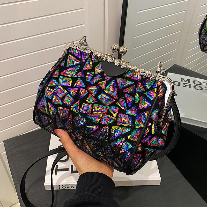 

Romantic Wedding Clutch Bag Sparkling Ladies Evening Bag Large Capacity Sequin Design Crossbody Bag Clip-Tatchel Tote hand Bag