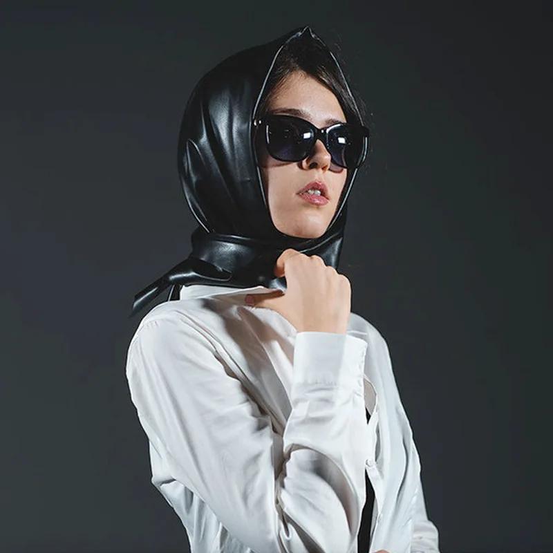 New European and American Cross-border Artificial Leather Triangular Head Scarf for Men and Women, Two-in-One Fashionable and Ve