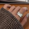 Винтажное серебряное кольцо-обручальное кольцо S925 для женщин, Не тускнеющее, Роскошная отделка, Регулируемый дизайн для указательного пальца