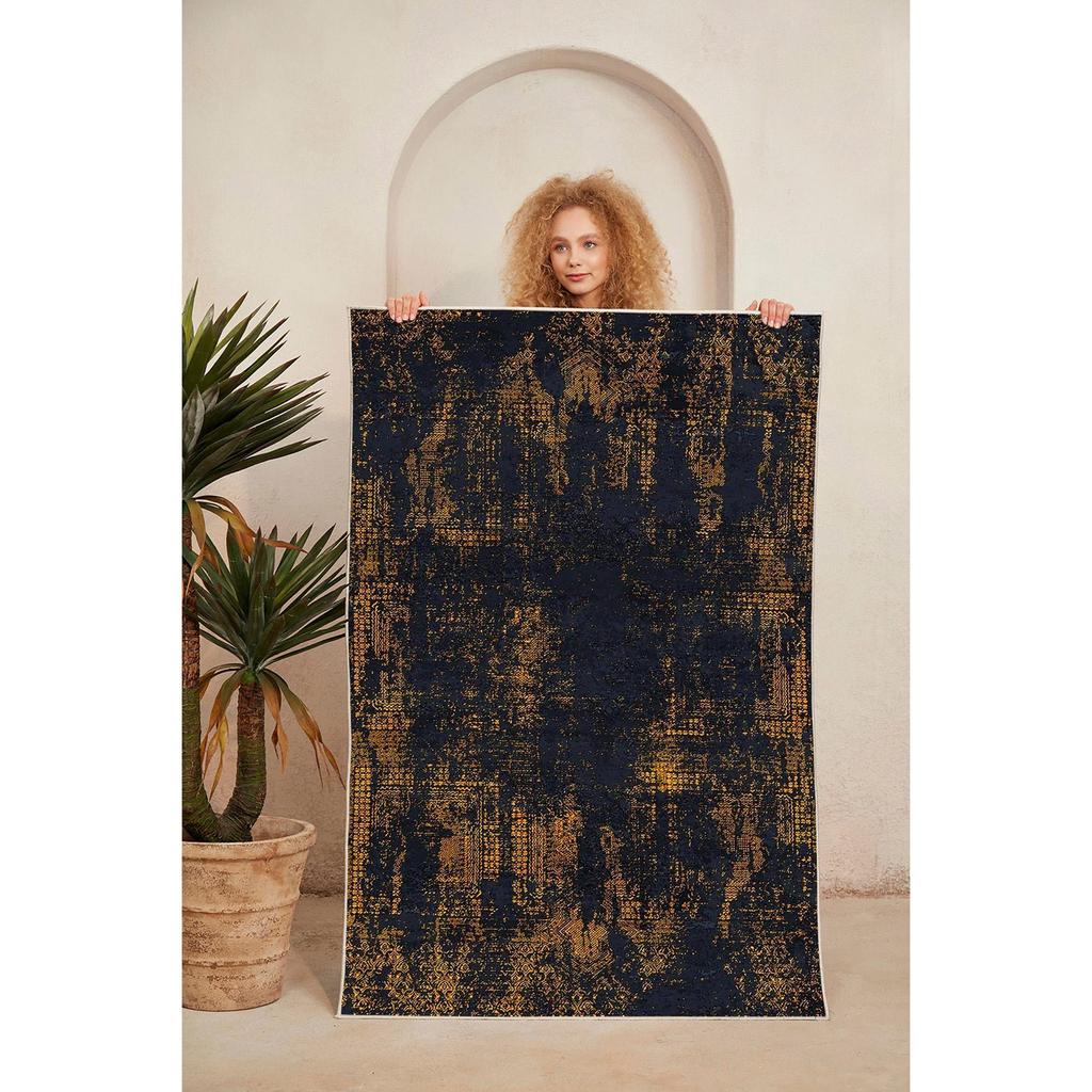 Decorative Non-Slip Base Vintage Patterned Living Room Carpet Special Design, Thin, Washable Carpet