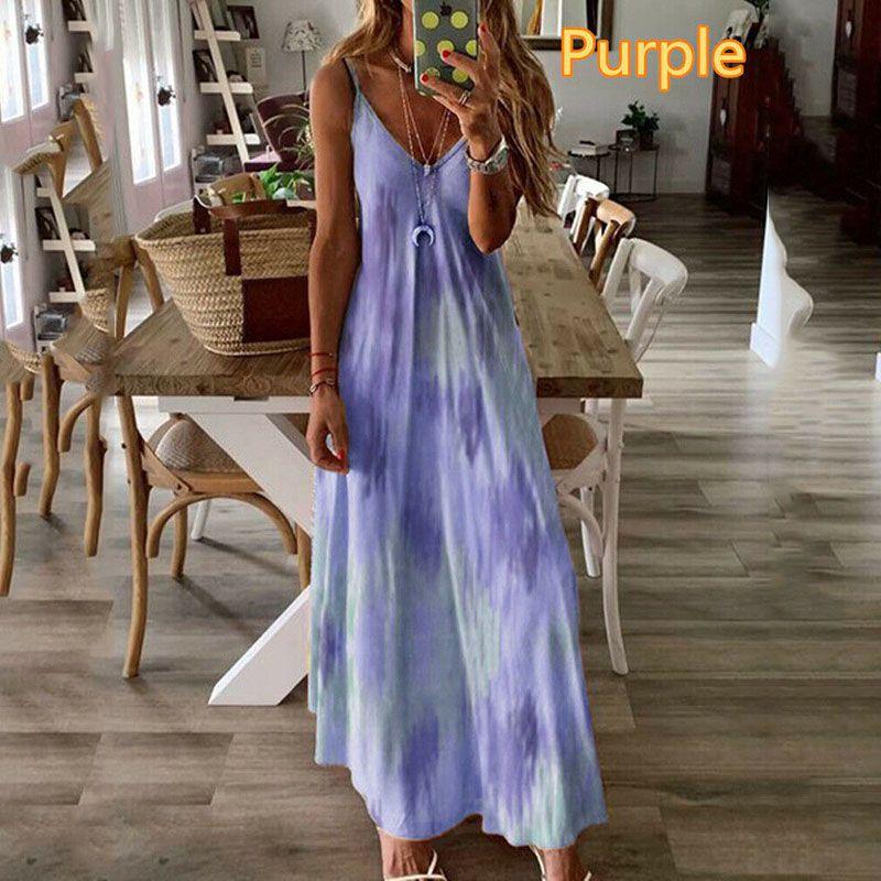 Women's Boho Floral Strappy Dress Oversized Maxi Kaftan For Summer Beach Parties
