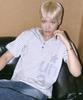 Eontaiteulseoul Symbol Stripe Henry Hoodie Crop Short Sleeve Melange White