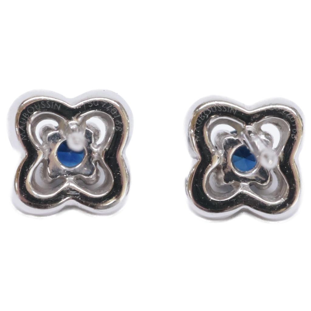 MAUBOUSSIN K18WG Diamond X Sapphire Chance of Love Studs Earring White goldUsed