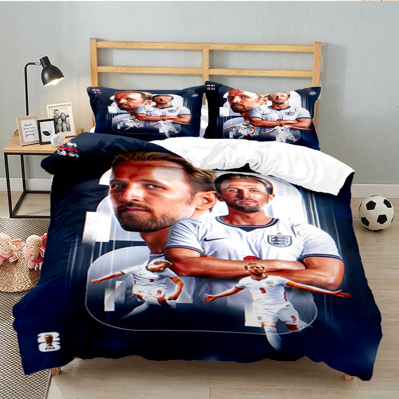 3PCS Football Player Kane  Bedding set,Ideal for1pc Duvet Cover And 2pcs Pillowcases Perfect for Christmas gift,Ideal for Bedroom, Dormitory