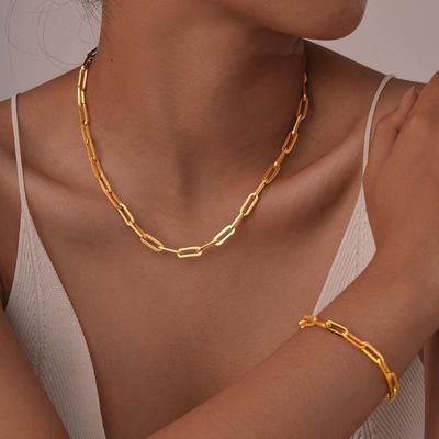 Style Cross-Border Minimalist Bench Easiest for Match Titanium Steel Plated 18K Gold Necklace Clavicle Chain Women's Short Stylish Show Elegant