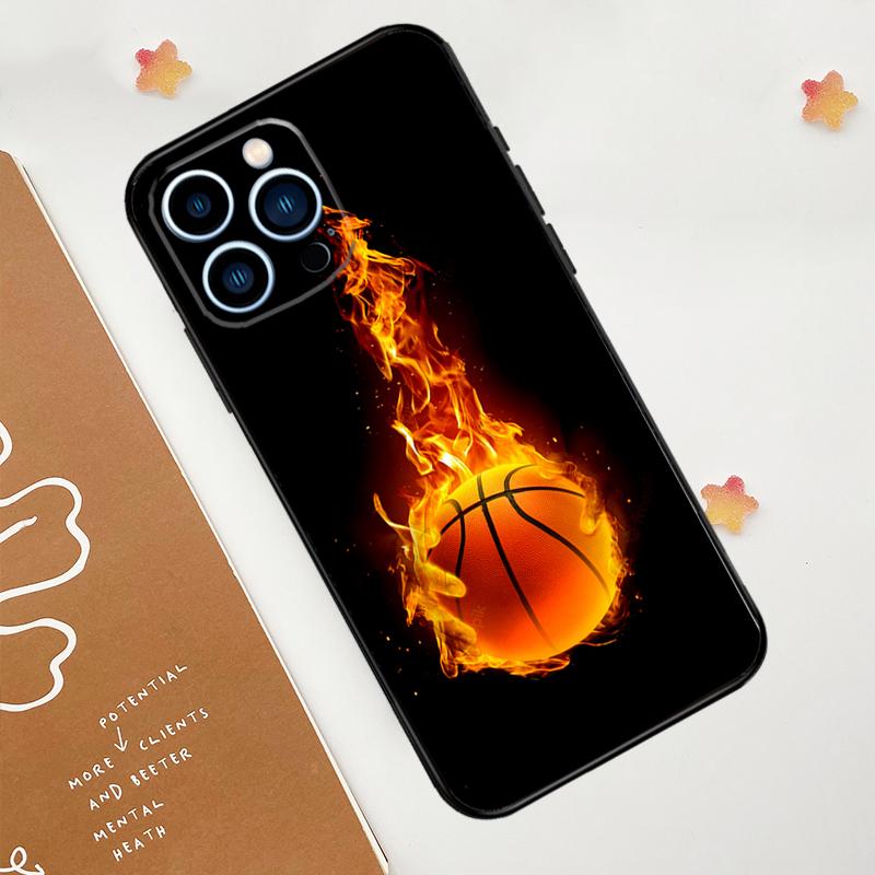 Basketball On Fire Phone Case For iPhone 17 Pro Max 14 13 12 11 15 16 Pro Max mini 16 Plus 16e 17 Air Funda