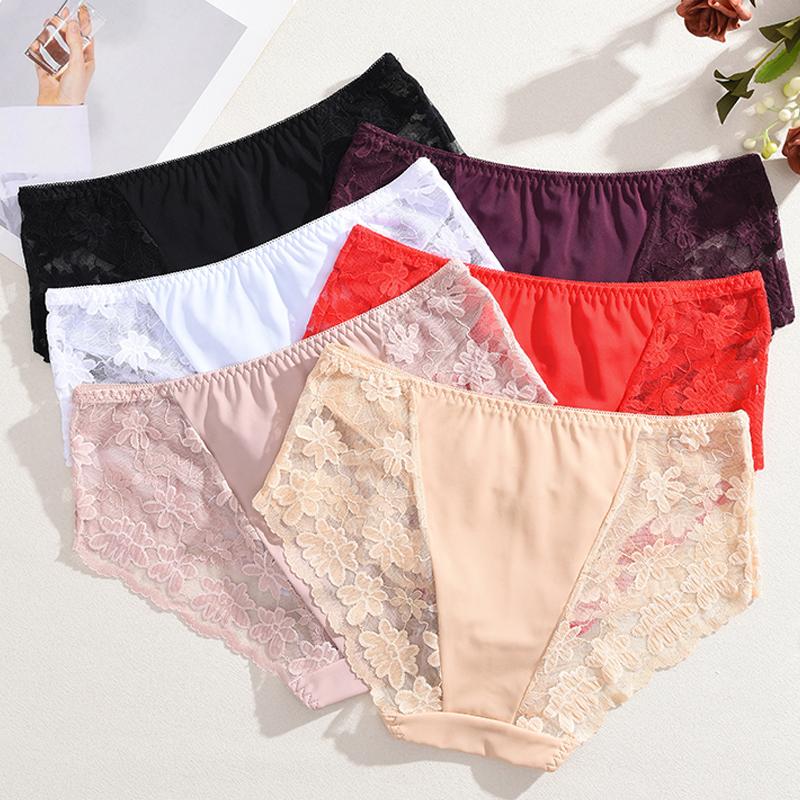 1 Stück Damen High Waist Übergröße Spitze Unterwäsche, Modisch, Atmungsaktiv, Weich und Bequem Damen Unterwäsche, 6 Farben Zur Auswahl