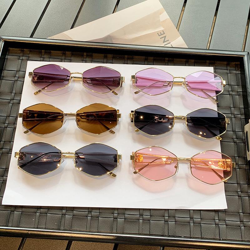 New Polygonal Metal Frame Sunglasses UV400 UV Resistant Fashionable Light Luxury High-end Sunshade Diamond Glasses