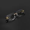 Men Metal Leopard Rimless Anti Blue Light Glasses - Vintage  Rectangle Style, Metal Frame for Business & Casual Wear