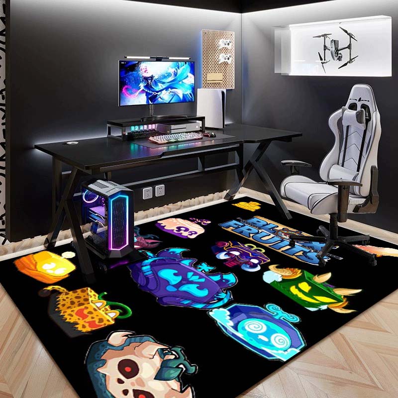 Tappeto Stampato 3D a Tema Gioco Frutta B-blox, Tappeto Antiscivolo per Aree Esterne, Tappeto Decorativo per Casa e Camera da Letto, Regalo di Compleanno.