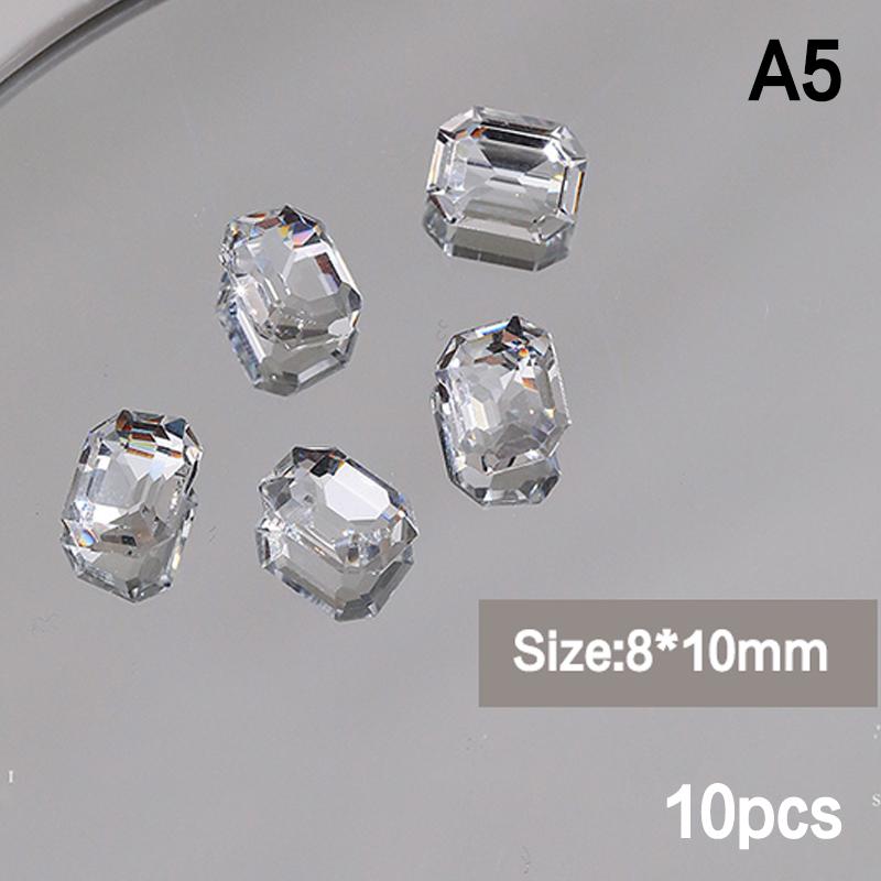 10 Stück Eis Durchsichtig Nagelkunst Kristall Glänzend Klar Spitzer Boden Glasstein 3D DIY Maniküre Dekoration Zubehör