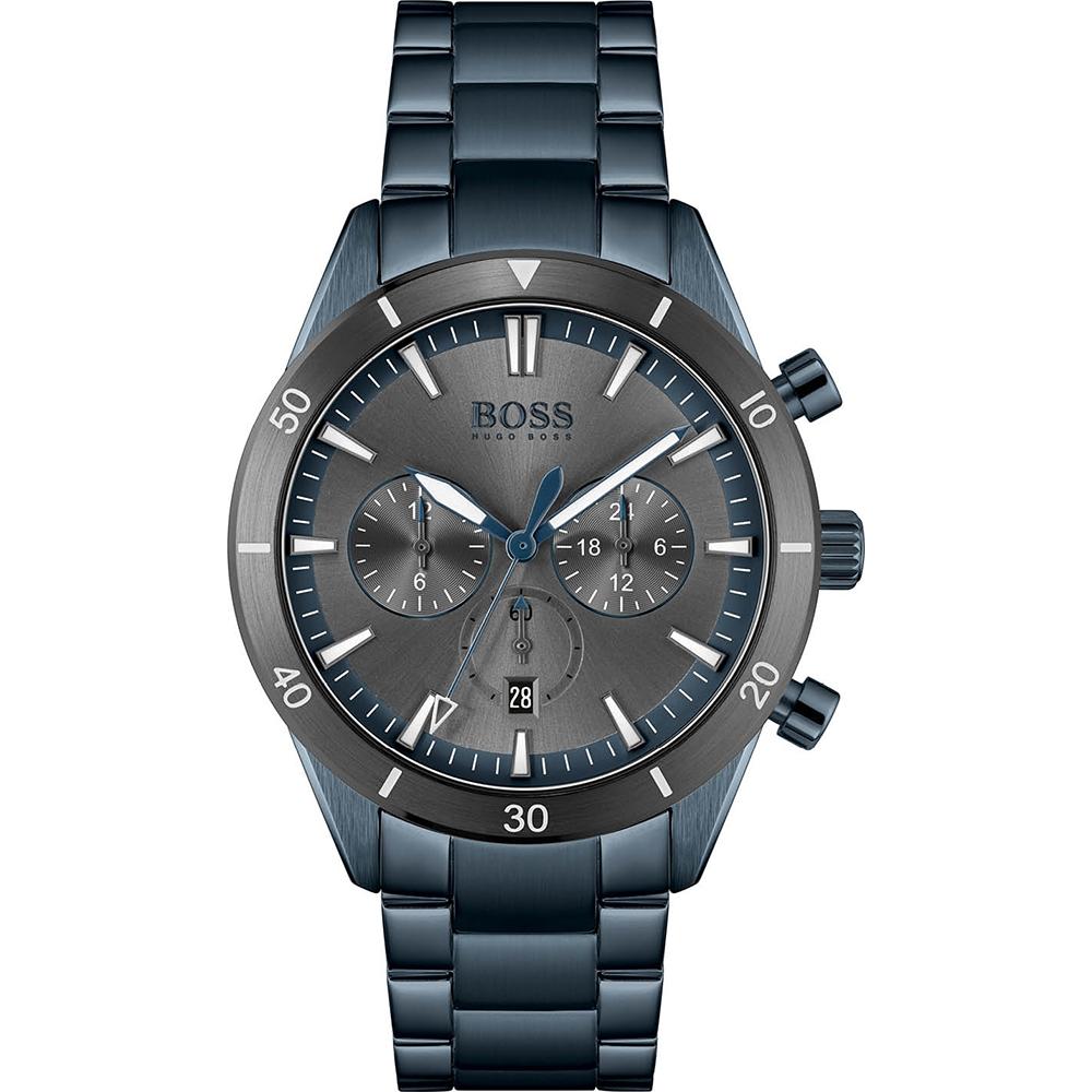 BOSS Santiago Grey Dial Blue Stainless Steel Bracelet Quartz Watch 1513865 серый