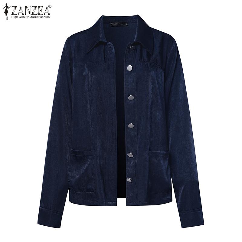 ZANZEA Damen Umlegekragen Lässige Langarmbluse