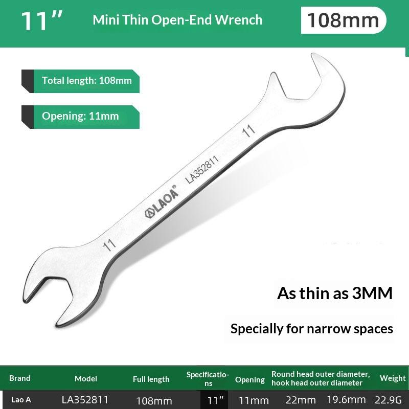 Mini Thin Double Open-End Wrench Stainless Steel Dual-Purpose Wrench 5 To 11 Mm Available Mini Dual-Purpose Wrench Set