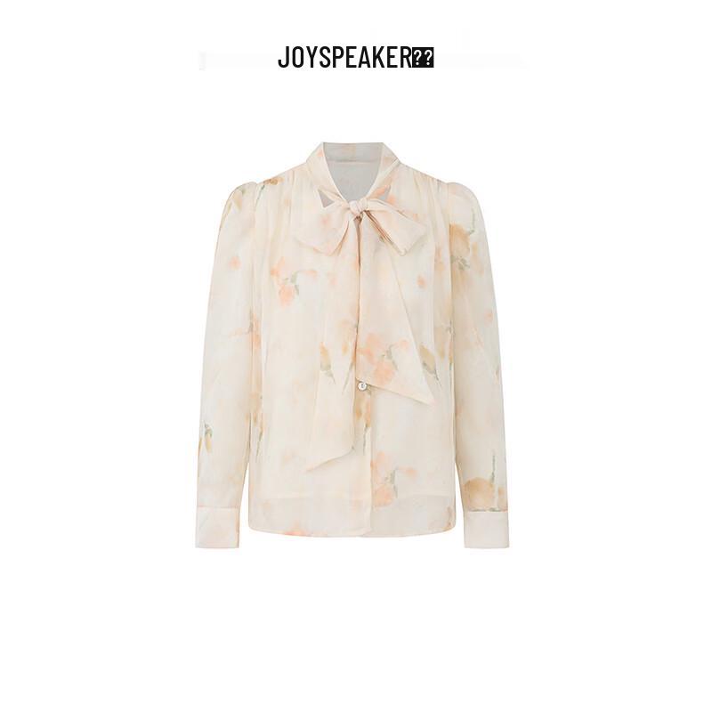 JOY SPEAKER Women s Long Sleeve Printed Bow-Tie Blouse One Size
