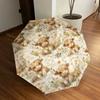 Schottische Hochlandkuh mit Blumenmuster Regenschirm - Automatisches Öffnen & Schließen, Tragbares 3-fach faltbares Design, 8-Speichen Stahlgestell, Für den Außenbereich, Festliches Geschenk für