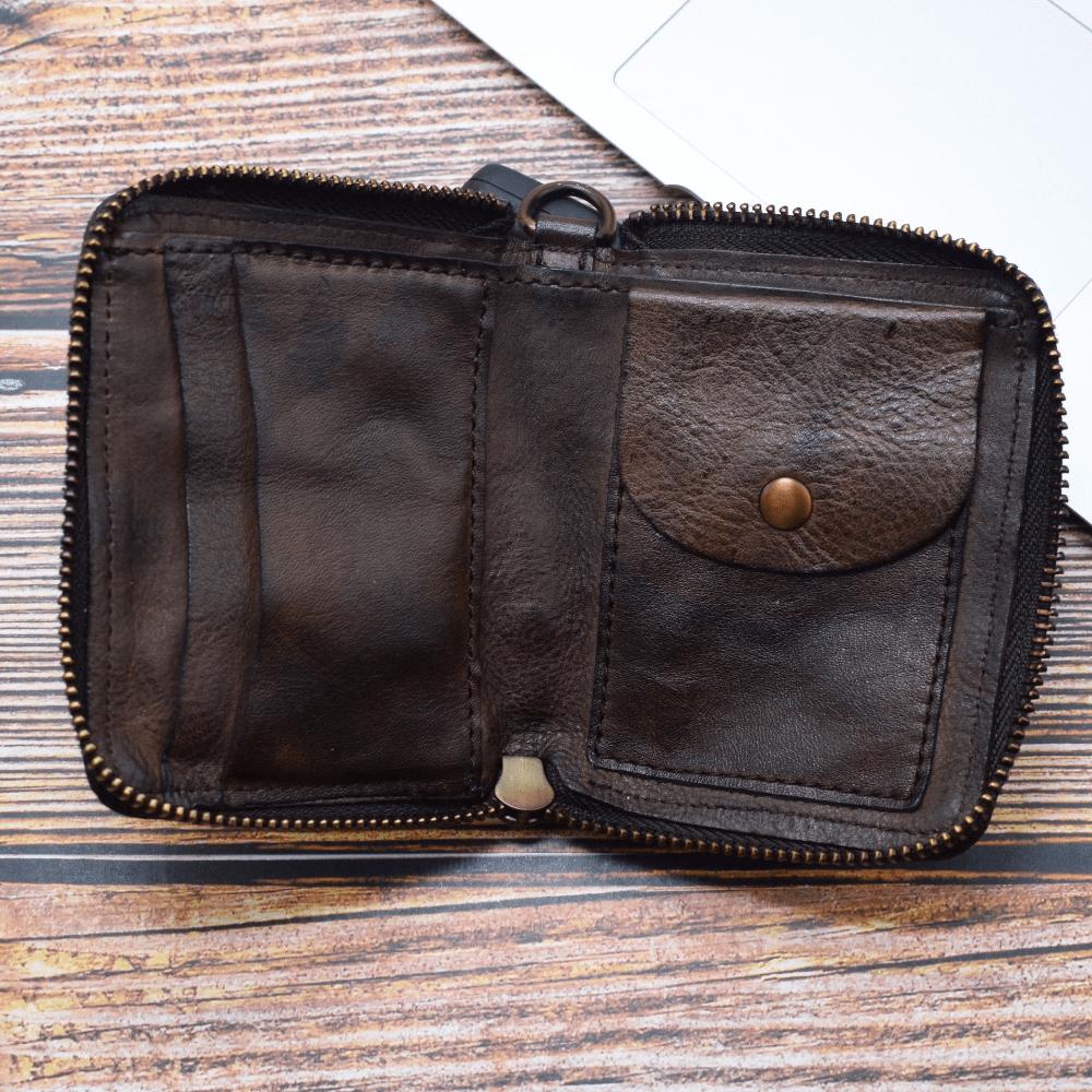 Japanese Men's Retro Short Zipper Wallet Multifunctional Wallet Vertical Wallet