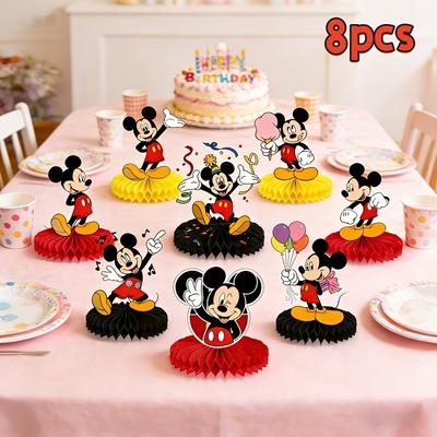 8-Piece Disney Mickey Themed Honeycomb Centerpiece Set, Party Table, Birthday Party Table Centerpiece