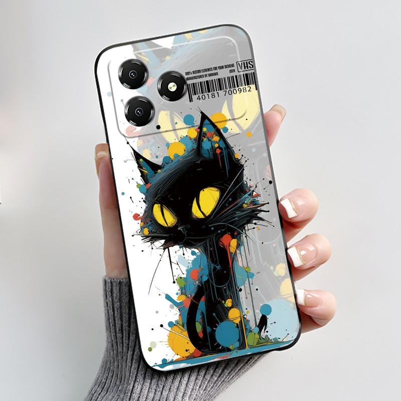 Custodia Carina a Cartoni Animati Per ZTE Blade A36 Guscio Stampato Cover Protettiva Guscio Nero in Morbido Silicone
